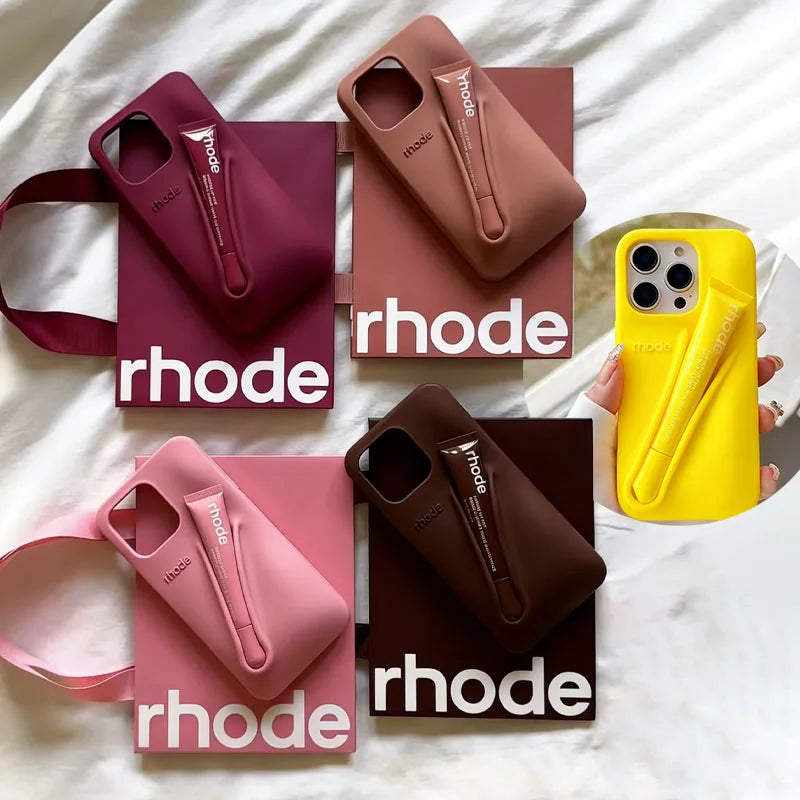 Ribbon Toast Espresso Lemontini Lip Gloss Phone Case for iPhone 17 Air 12 13 14 15 16 Pro Max Plus Lipstick Solid Colour Cover