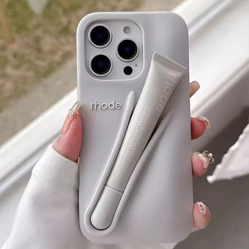 Ribbon Toast Espresso Lemontini Lip Gloss Phone Case for iPhone 17 Air 12 13 14 15 16 Pro Max Plus Lipstick Solid Colour Cover